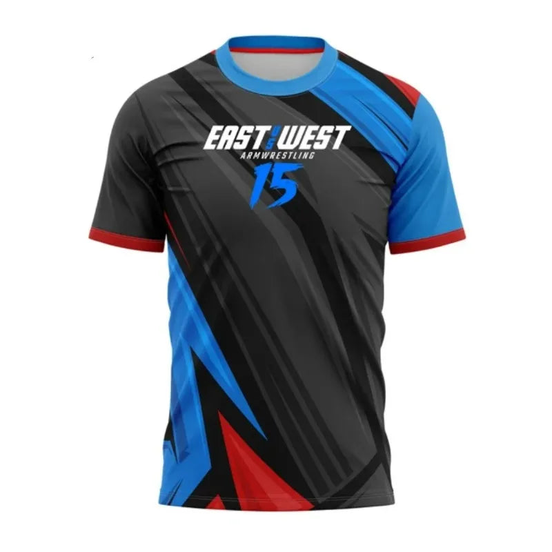 Men's T-shirt new arm wrestling jersey fan wrist training fitness suit match day outfit comfortable and breathable