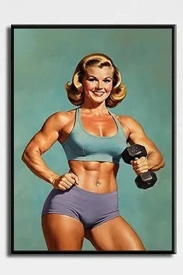 Bodybuilder Woman Canvas Painting Wall Art Female Exercise Weightlifting Poster Gym Room Home Decor Vintage Gifts for Girls