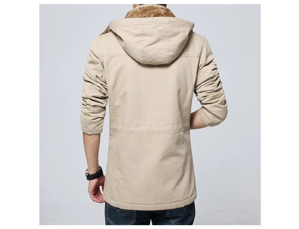Winter Men's Thermal Padded Jackets Fashion Men Fleece Warm Hooded Coats Casual Men Army Tactical Hiking Jackets Brand Clothing