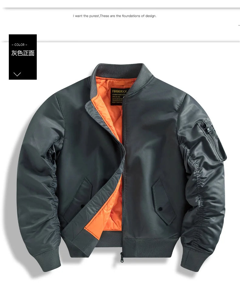 Winter Jackets for Boys Coat Men Lightweight Thick Army MA-1 Flight Bomber Jackets Streetwear Varsity Pilot Parkas Coat Men