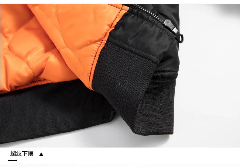 Winter Jackets for Boys Coat Men Lightweight Thick Army MA-1 Flight Bomber Jackets Streetwear Varsity Pilot Parkas Coat Men