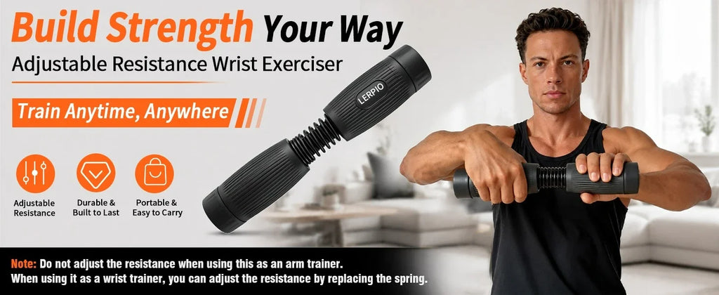 Adjustable Resistance Forearm Exerciser Wrist Strengthener with Interchangeable Springs,  Arm Grip Strength Trainer for Home Gym