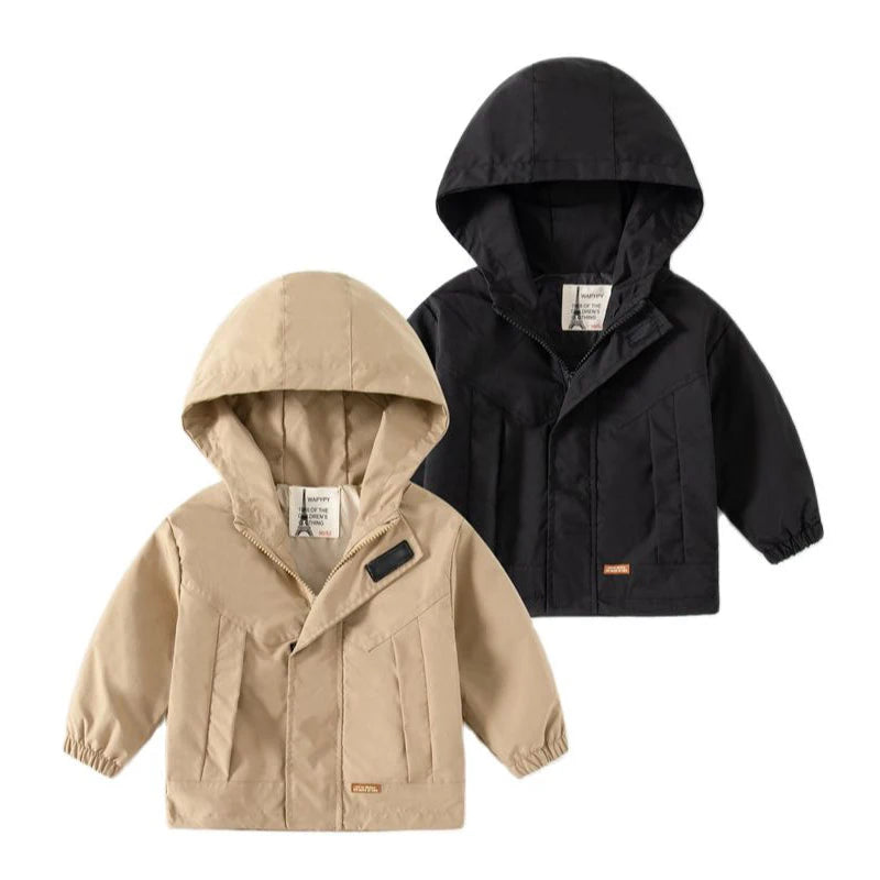 Children's Hooded Jacket 2-7Y Autumn Boy's Windbreaker Zipper Hoodie Baby Solid Color Jacket
