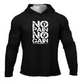 NO PAIN NO GAIN Men's Running Hooded T-shirts Autumn Fitness Long Sleeve Hoodies Shirt Cotton Gym Clothing Sports Muscle Tshirt