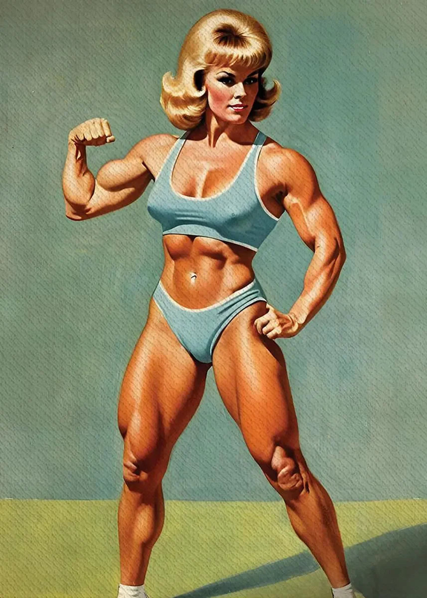 Bodybuilder Woman Canvas Painting Wall Art Female Exercise Weightlifting Poster Gym Room Home Decor Vintage Gifts for Girls