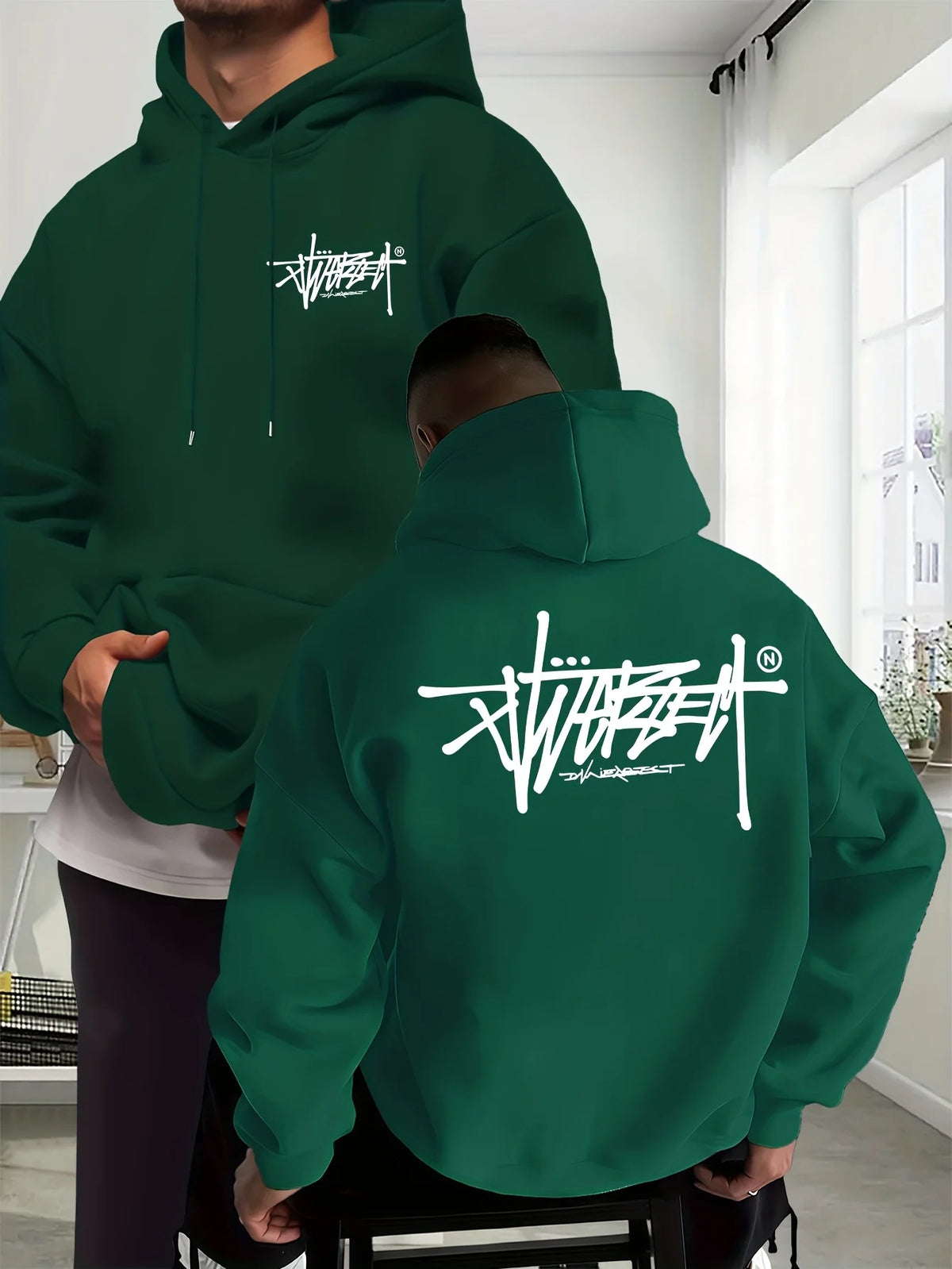 Graffiti Letter Hoodie Men Women Outdoor Street Hip-hop Vacation Fitness Loose Sport Couple Autumn Winter Long-sleeve Sweatshirt
