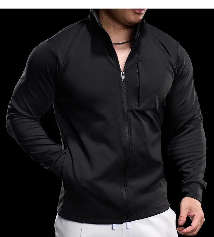 Men Running Jackets Gym Zipper Sport Jacke Jogging Training Quick-drying Fitness Sweatshirt Outdoor Casual Running Sportswear