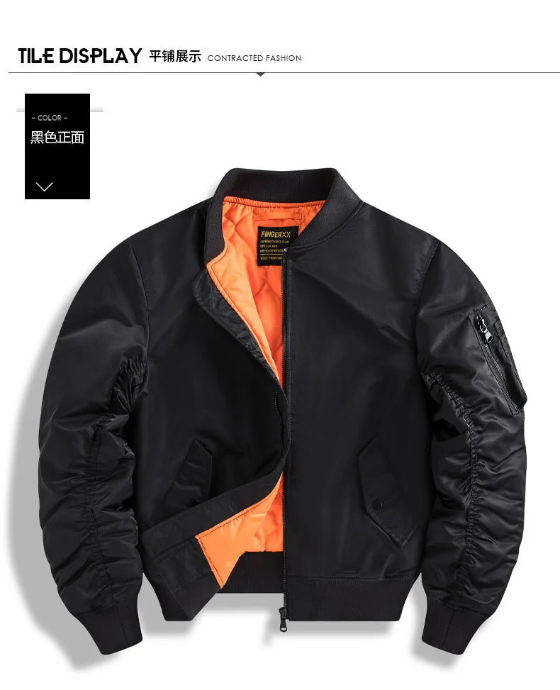 Winter Jackets for Boys Coat Men Lightweight Thick Army MA-1 Flight Bomber Jackets Streetwear Varsity Pilot Parkas Coat Men