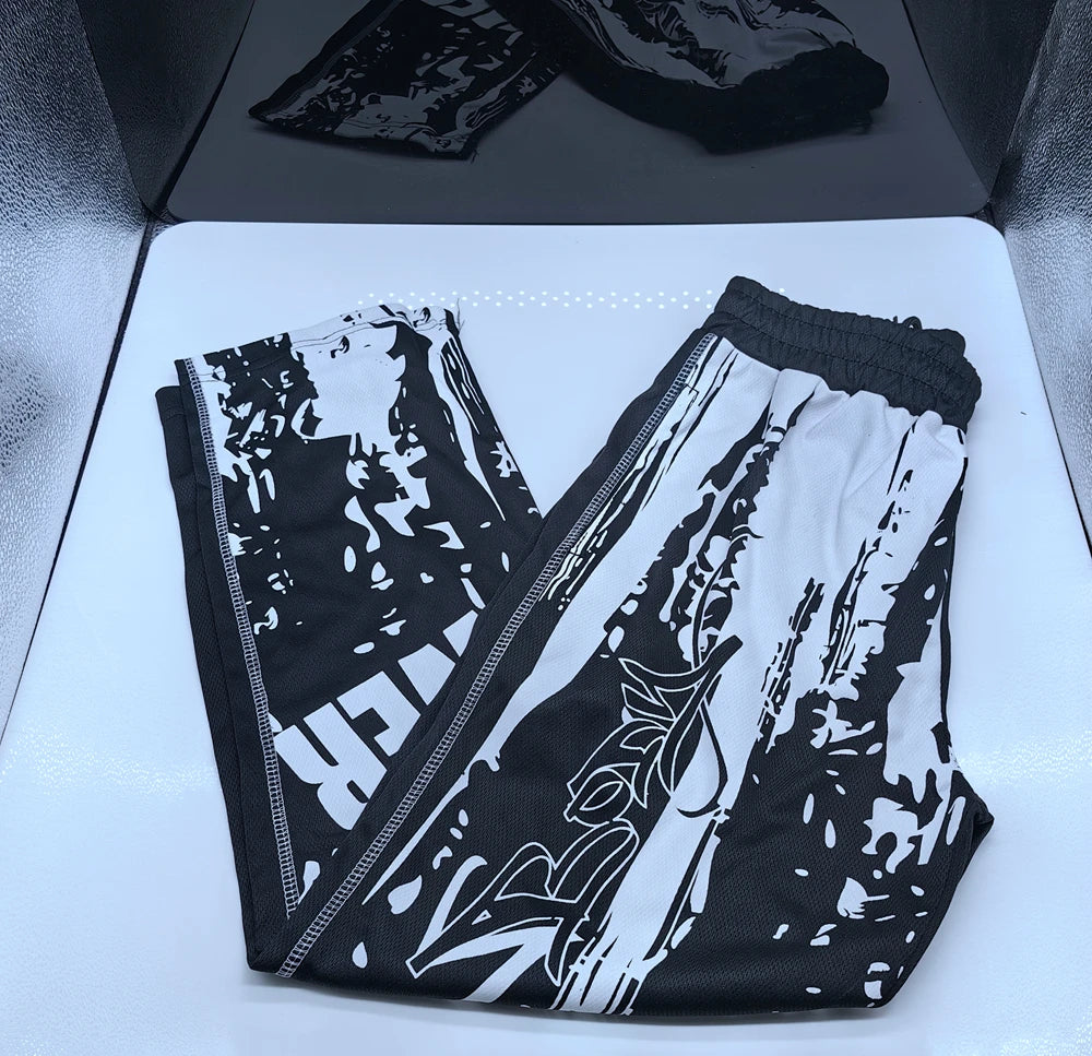 Mens Training Sport Trousers GYM Thin Pants Joggers Male Slim Casual Workout Fitness Running Graffiti Printed Breathable Pants