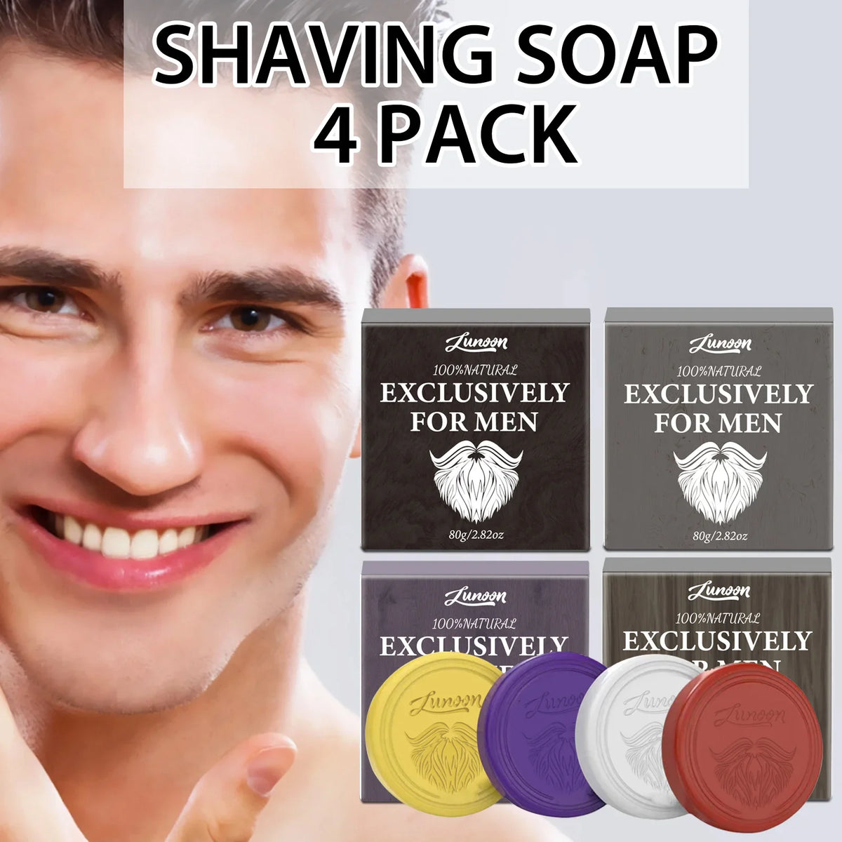 4/1pcs Mens Beard Shaving Soap Hand Made Smooth Texture Dense Bar Keep The Face Fresh Clean Organic Foam Shaving Cream for Men