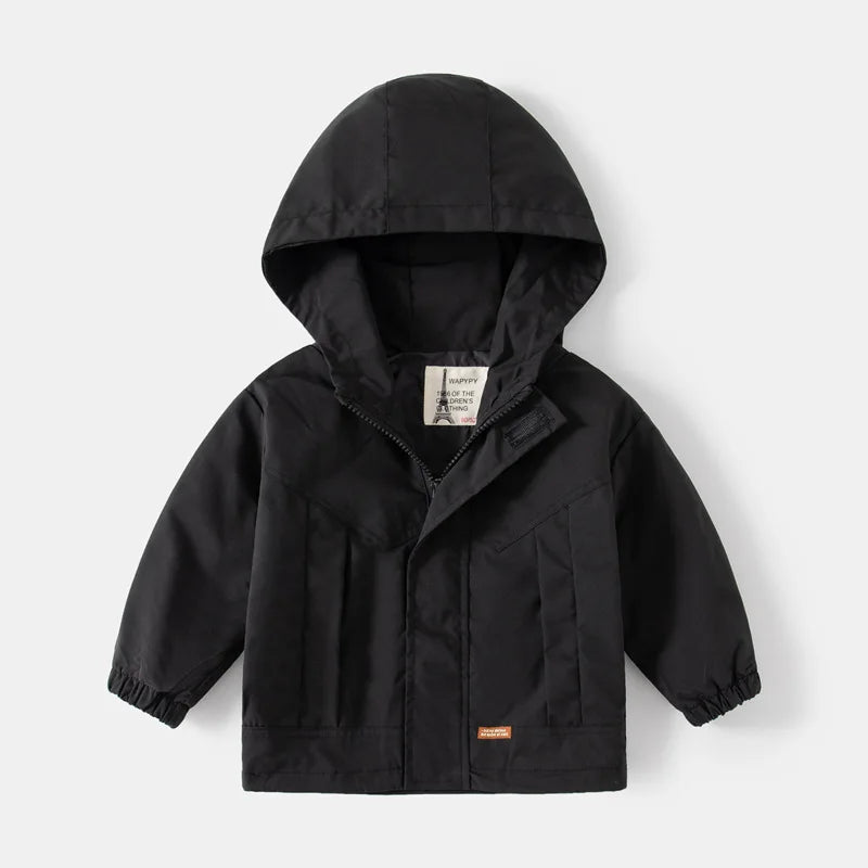 Children's Hooded Jacket 2-7Y Autumn Boy's Windbreaker Zipper Hoodie Baby Solid Color Jacket
