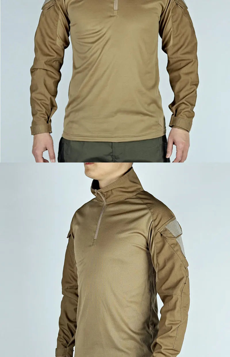 Army Outdoors T Shirt Long Sleeve Combat Shirt Tactical Clothing BreathableTraining Hunting Clothes Hiking Shirt Work Wear Men