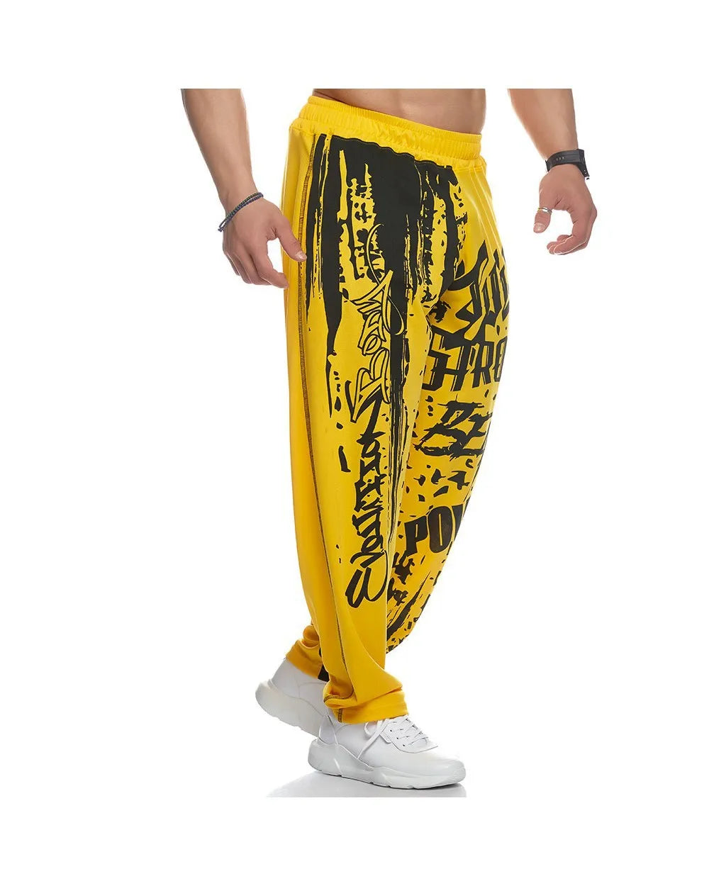 Mens Training Sport Trousers GYM Thin Pants Joggers Male Slim Casual Workout Fitness Running Graffiti Printed Breathable Pants