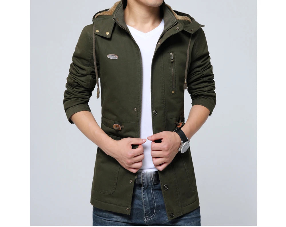 Winter Men's Thermal Padded Jackets Fashion Men Fleece Warm Hooded Coats Casual Men Army Tactical Hiking Jackets Brand Clothing