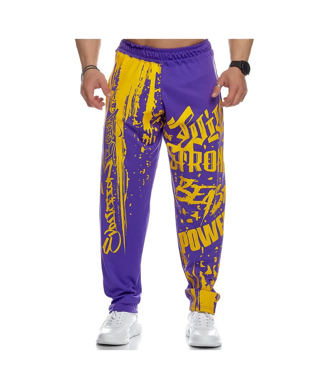 Mens Training Sport Trousers GYM Thin Pants Joggers Male Slim Casual Workout Fitness Running Graffiti Printed Breathable Pants