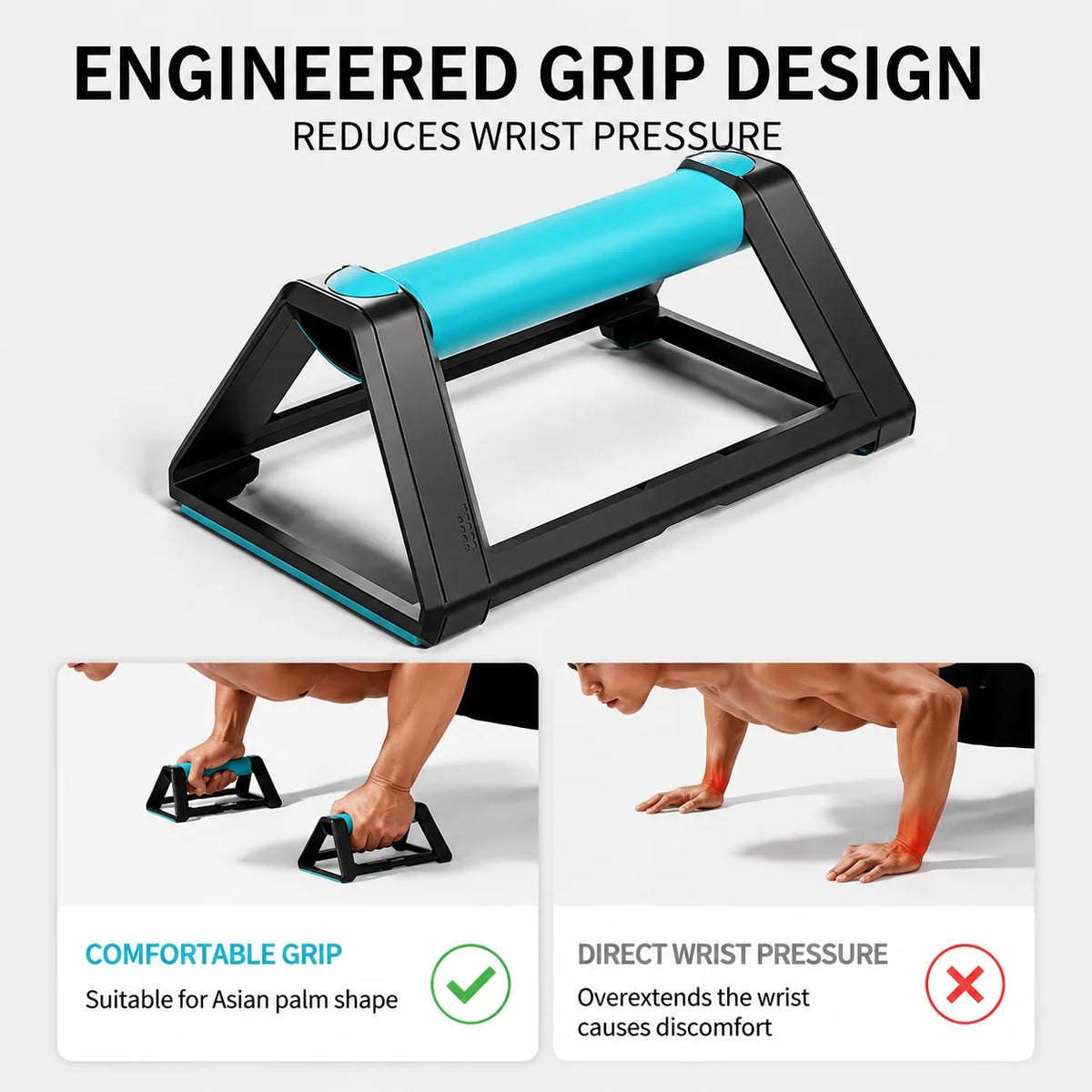 Ergonomic Push Up Bars, Wrist Friendly Push Up Handles, Non Slip Stands for Chest Shoulder Arms, Home Gym Workout