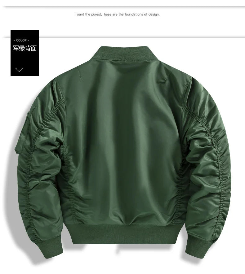 Winter Jackets for Boys Coat Men Lightweight Thick Army MA-1 Flight Bomber Jackets Streetwear Varsity Pilot Parkas Coat Men