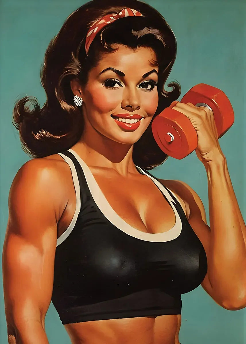 Bodybuilder Woman Canvas Painting Wall Art Female Exercise Weightlifting Poster Gym Room Home Decor Vintage Gifts for Girls