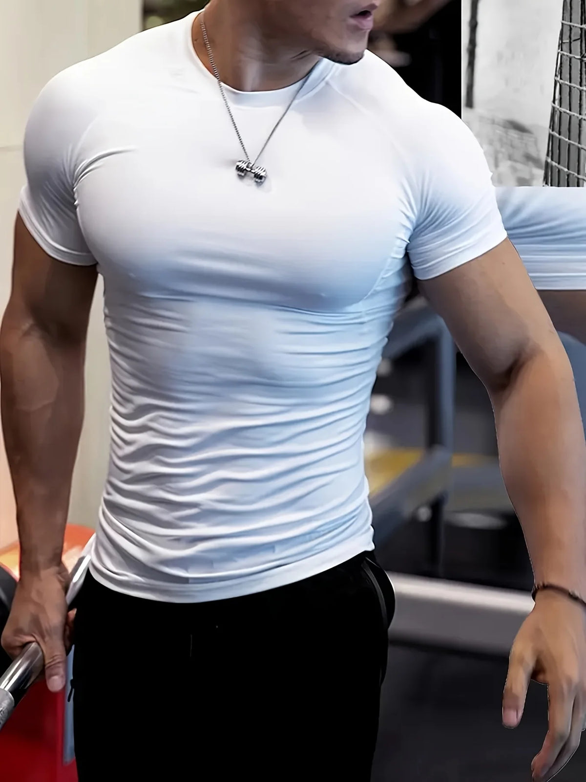 Sports tight-fitting clothes, short-sleeved shirts for fitness running training, breathable fitness T-shirts for men