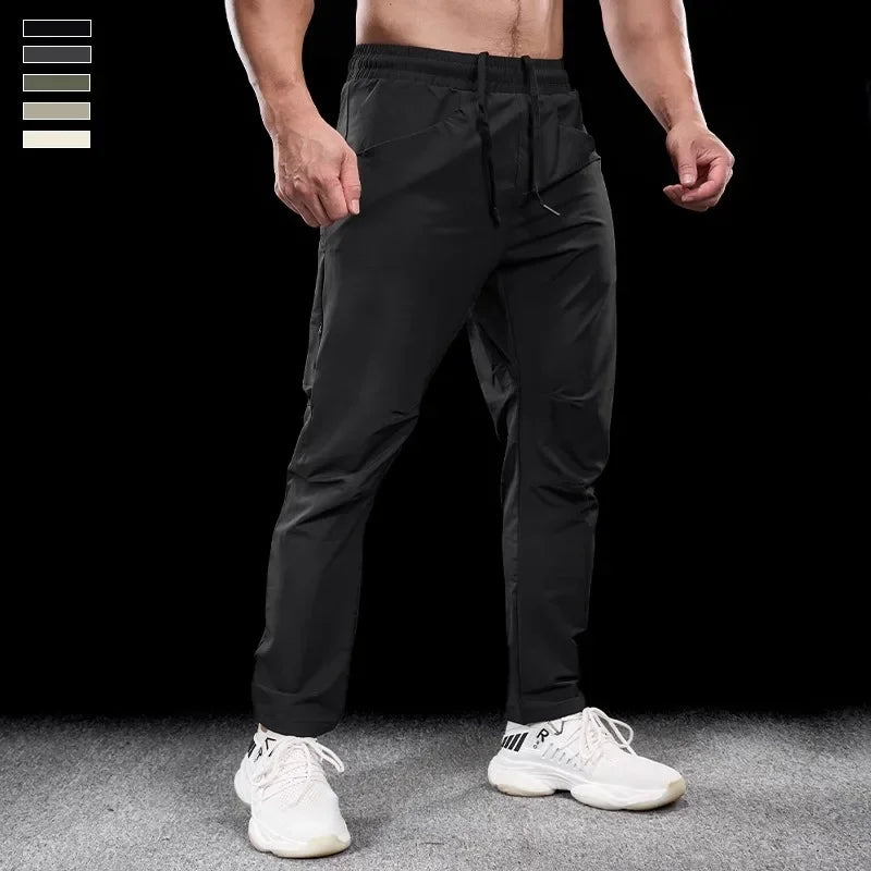 Men's Sports Gym Fitness Trousers Autumn New Running Training Clothes Casual Quick-drying Micro-elastic Thick Pants for Men 2024