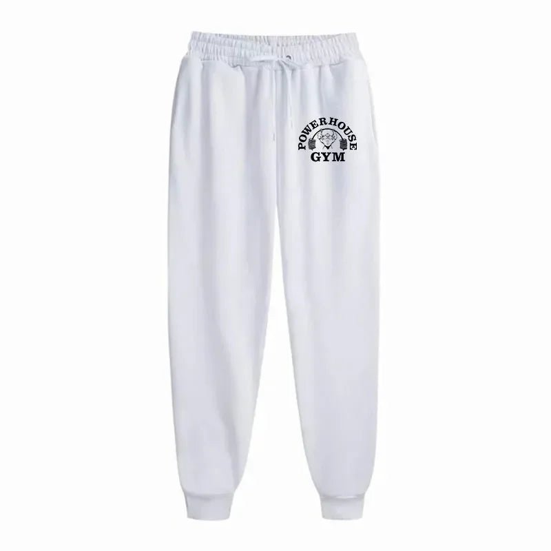 GYM Powerhouse Print Pants Men Casual Sports Pants Running Workout Jogging Long Pants Men Fleece Jogger Sweatpants Long Pants