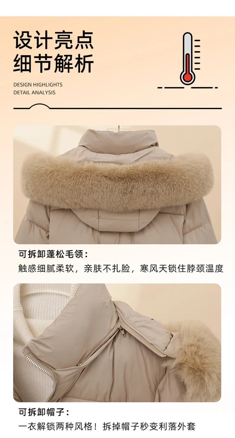 2026 Winter Jacket Women Hooded Fur Collar Cotton Coat New Thick and Warm Short Clothing