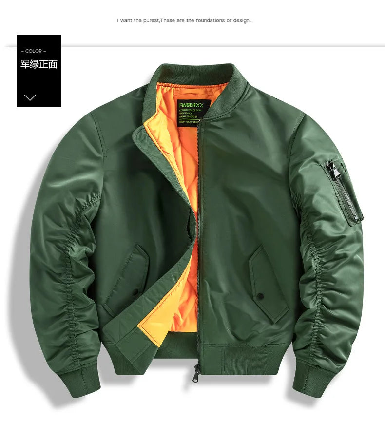 Winter Jackets for Boys Coat Men Lightweight Thick Army MA-1 Flight Bomber Jackets Streetwear Varsity Pilot Parkas Coat Men