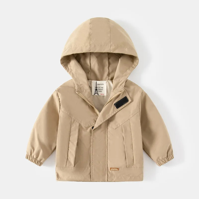 Children's Hooded Jacket 2-7Y Autumn Boy's Windbreaker Zipper Hoodie Baby Solid Color Jacket