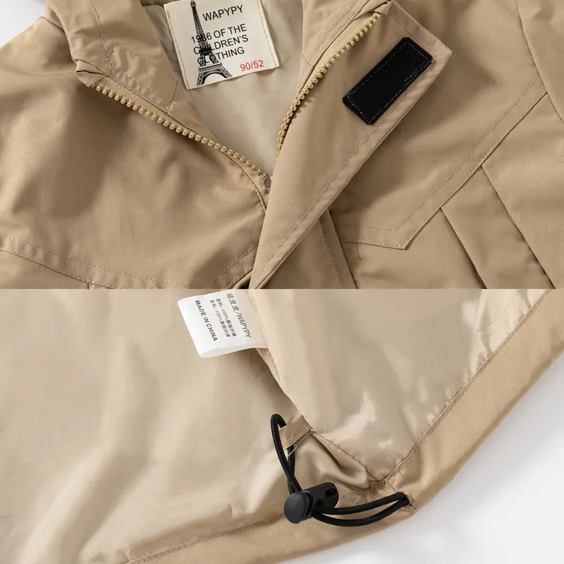 Children's Hooded Jacket 2-7Y Autumn Boy's Windbreaker Zipper Hoodie Baby Solid Color Jacket