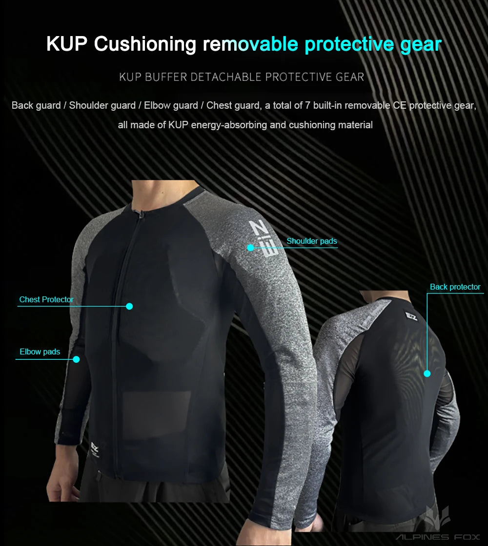 Men Motorcycle Jacket with Soft Gear Racing Pads MTB Downhill Sports Breathable High Elastic Lightweight Motocross Shirt