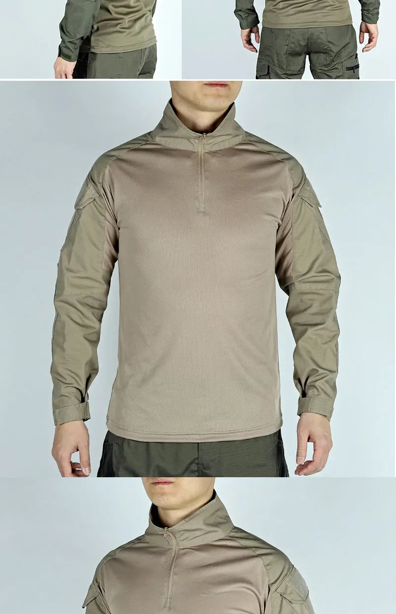 Army Outdoors T Shirt Long Sleeve Combat Shirt Tactical Clothing BreathableTraining Hunting Clothes Hiking Shirt Work Wear Men