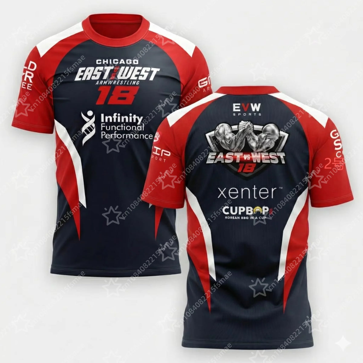 The East vs West Series 22 To 24 Armwrestling T-Shirt Atlantic City Sports Jersey Men's Breathable Quick Dry Fitness Gym Tee Top