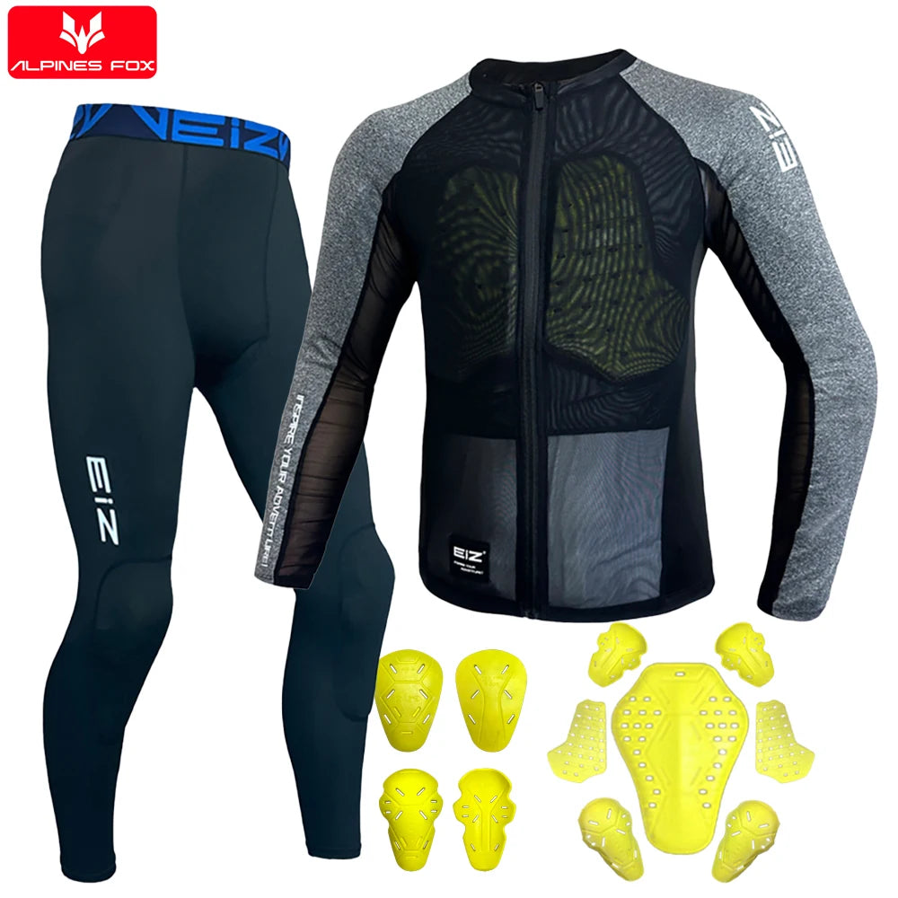Men Motorcycle Jacket with Soft Gear Racing Pads MTB Downhill Sports Breathable High Elastic Lightweight Motocross Shirt