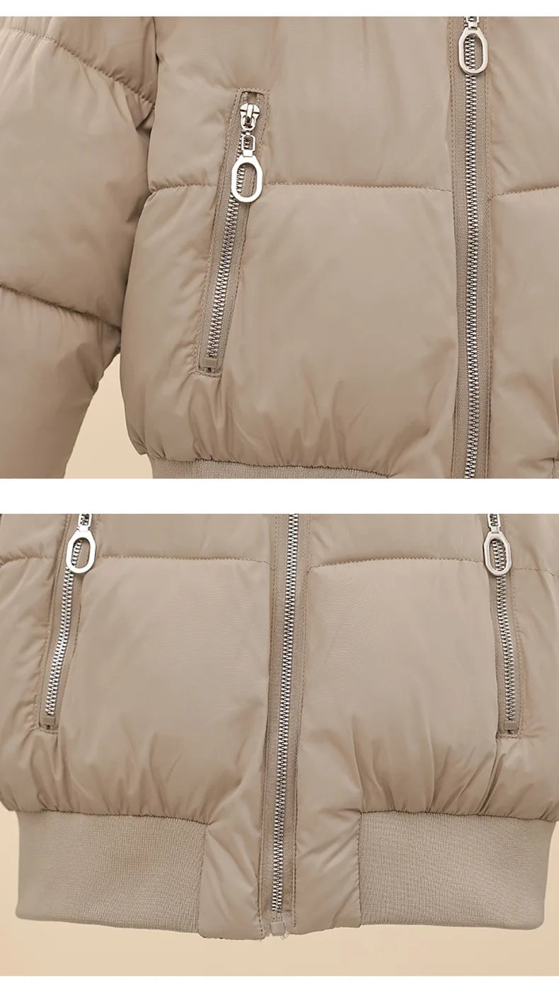 2026 Winter Jacket Women Hooded Fur Collar Cotton Coat New Thick and Warm Short Clothing