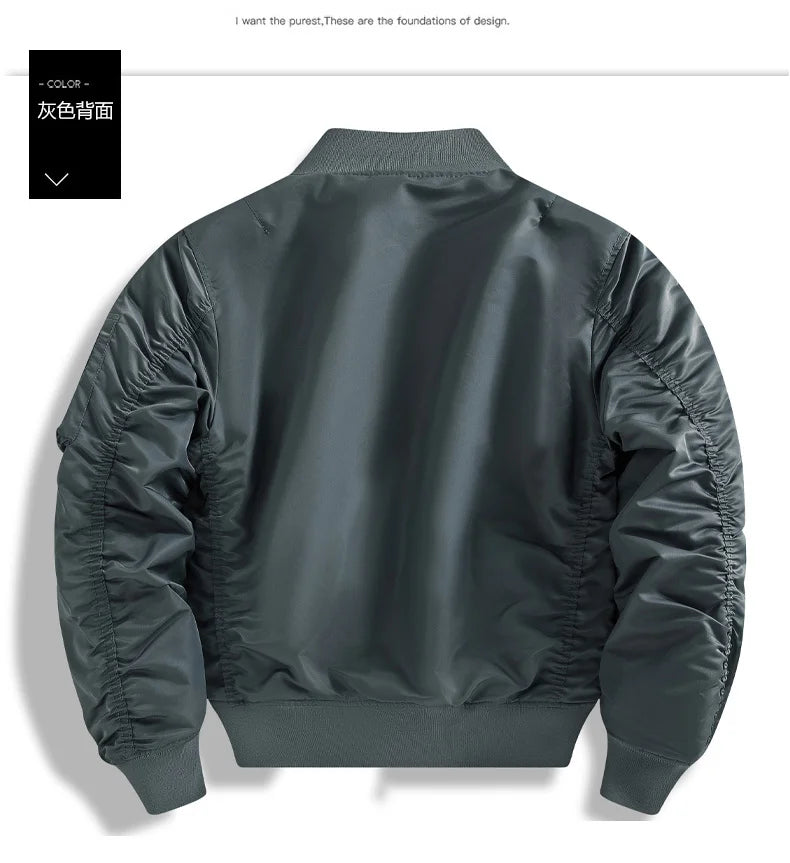 Winter Jackets for Boys Coat Men Lightweight Thick Army MA-1 Flight Bomber Jackets Streetwear Varsity Pilot Parkas Coat Men