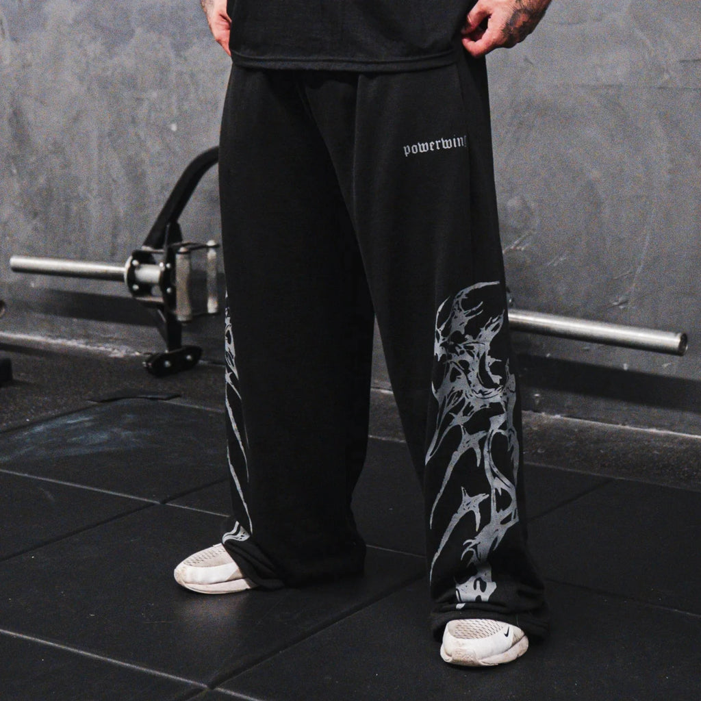 Unisex Gothic Streetwear Gym Pants Men Women Casual Drawstring Loose Fit Workout Wide Leg Trousers Jogger Fitness Long Pants