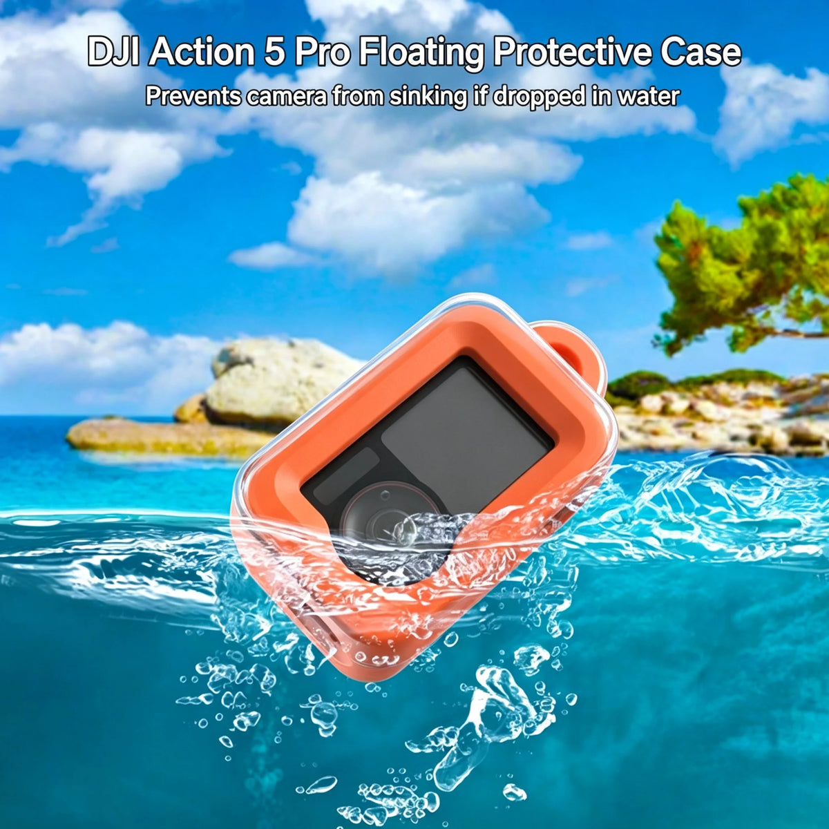 EVA Floating Protective Case for DJI Action 6/5 Pro/4/3  Anti-Sink Buoyancy Frame with Anti-Lost Rope Hole  Waterproof Diving Ho