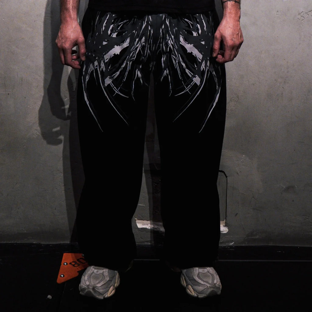 Unisex Gothic Streetwear Gym Pants Men Women Casual Drawstring Loose Fit Workout Wide Leg Trousers Jogger Fitness Long Pants
