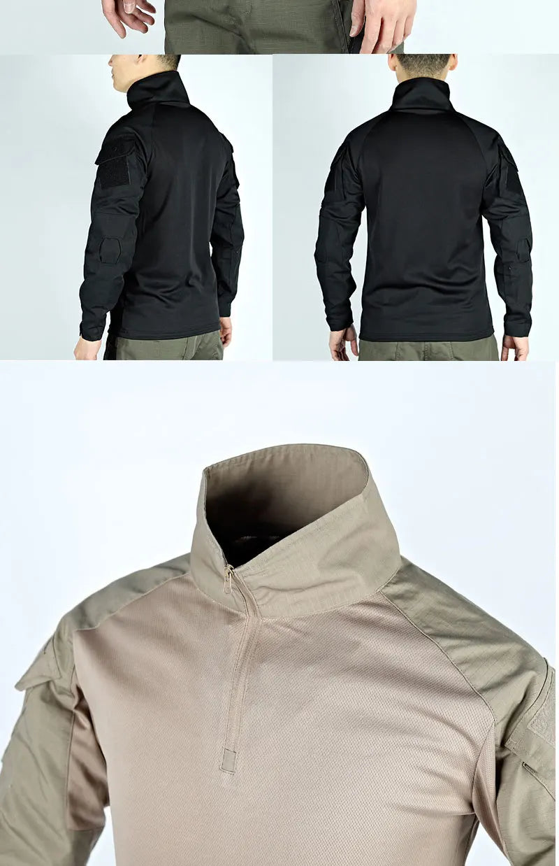 Army Outdoors T Shirt Long Sleeve Combat Shirt Tactical Clothing BreathableTraining Hunting Clothes Hiking Shirt Work Wear Men