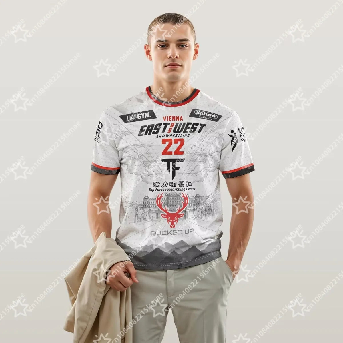 The East vs West Series 22 To 24 Armwrestling T-Shirt Atlantic City Sports Jersey Men's Breathable Quick Dry Fitness Gym Tee Top