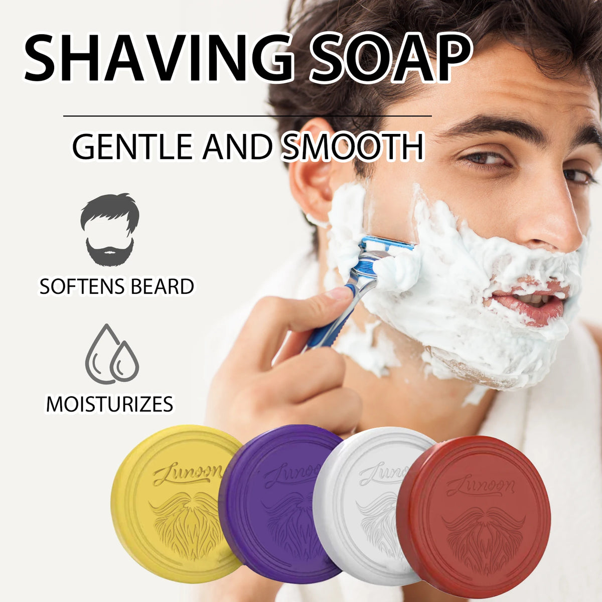 4/1pcs Mens Beard Shaving Soap Hand Made Smooth Texture Dense Bar Keep The Face Fresh Clean Organic Foam Shaving Cream for Men