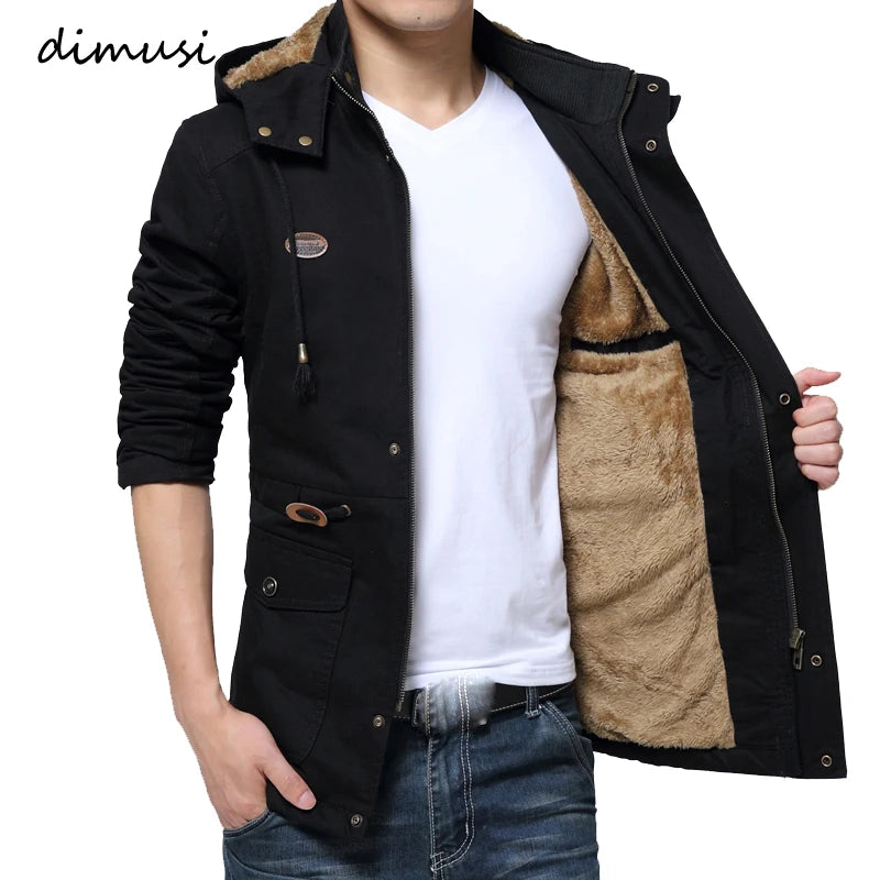 Winter Men's Thermal Padded Jackets Fashion Men Fleece Warm Hooded Coats Casual Men Army Tactical Hiking Jackets Brand Clothing