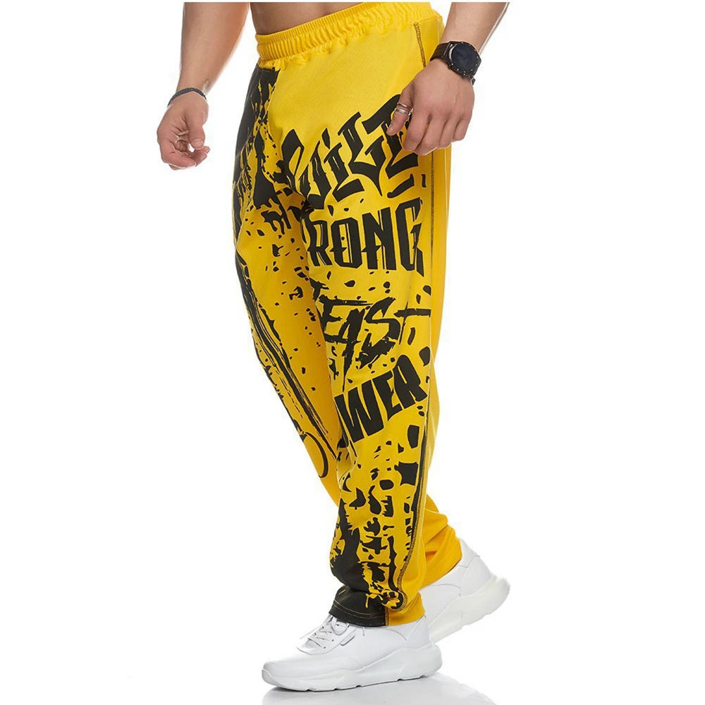 Mens Training Sport Trousers GYM Thin Pants Joggers Male Slim Casual Workout Fitness Running Graffiti Printed Breathable Pants