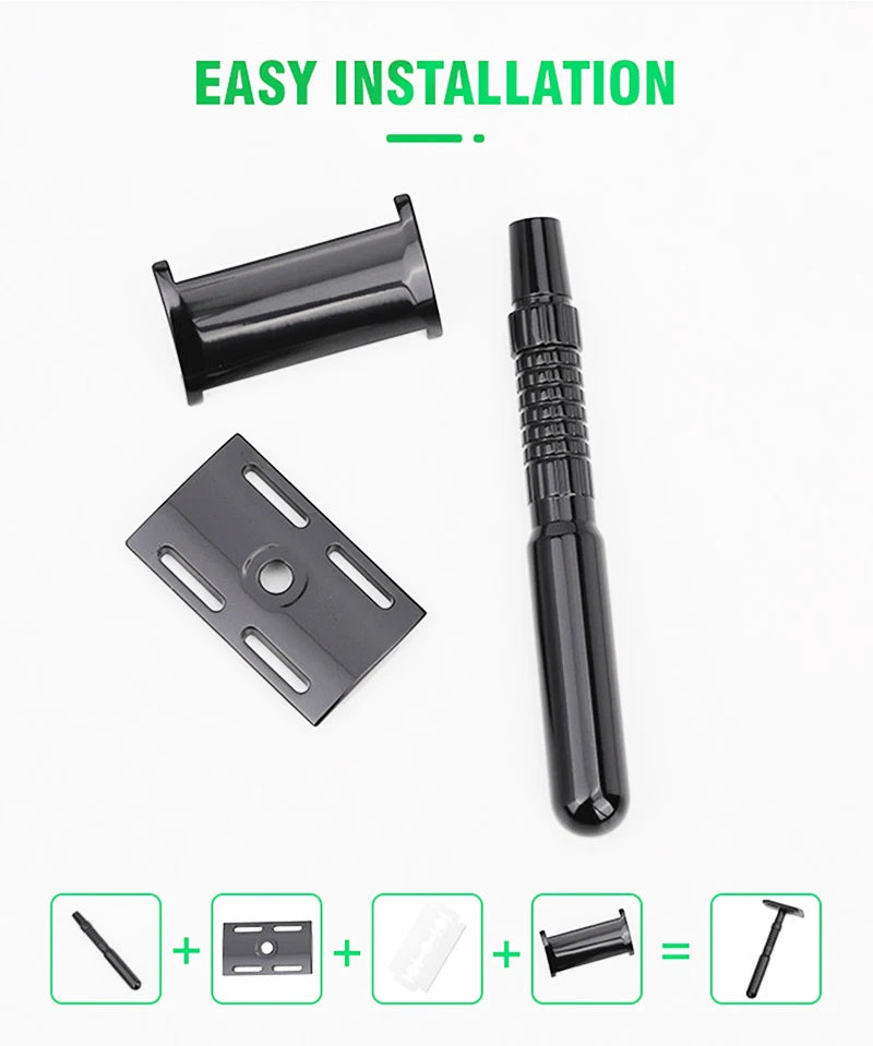 Men's ECO-Friendly Safety Razor Sustainable Shaving Tool for Responsible Grooming with Storage Box & 5 Platinum Advanced Blades