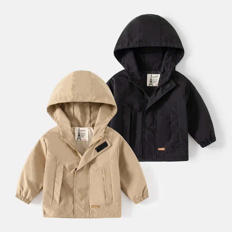 Children's Hooded Jacket 2-7Y Autumn Boy's Windbreaker Zipper Hoodie Baby Solid Color Jacket