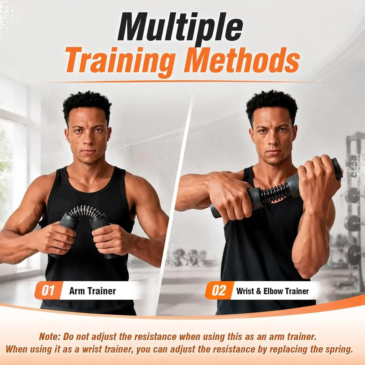 Adjustable Resistance Forearm Exerciser Wrist Strengthener with Interchangeable Springs,  Arm Grip Strength Trainer for Home Gym
