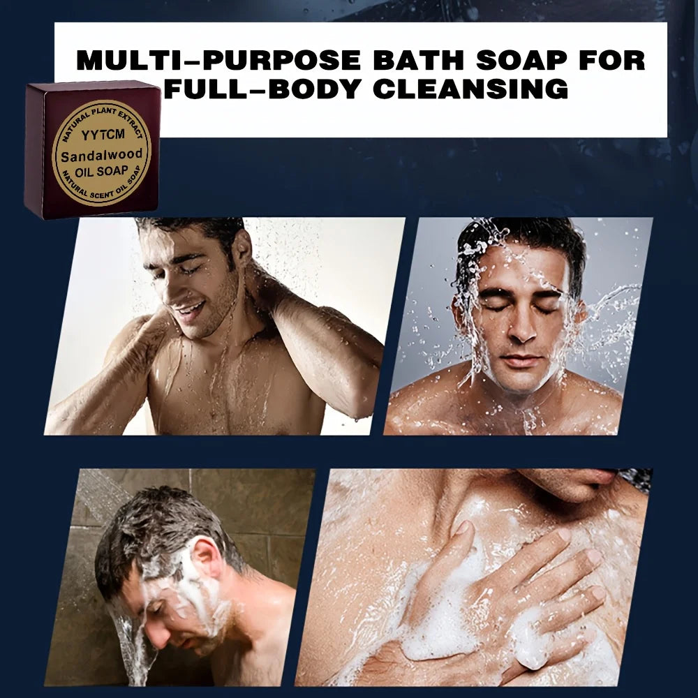 Sandalwood Soap, Men's Fragrance Soap, Long-Lasting Light Fragrance, Bath, Hand-Washing, Face-Washing Soap, Gentle Skin Care, Gift-Giving, Personal Use 65G/Piece