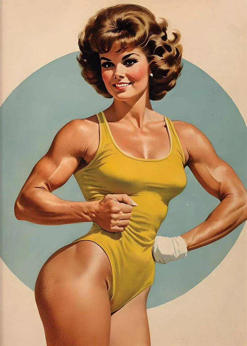 Bodybuilder Woman Canvas Painting Wall Art Female Exercise Weightlifting Poster Gym Room Home Decor Vintage Gifts for Girls