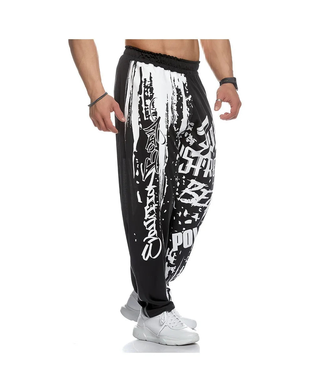 Mens Training Sport Trousers GYM Thin Pants Joggers Male Slim Casual Workout Fitness Running Graffiti Printed Breathable Pants