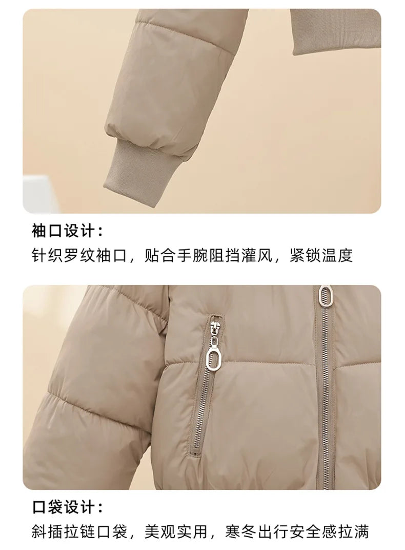 2026 Winter Jacket Women Hooded Fur Collar Cotton Coat New Thick and Warm Short Clothing